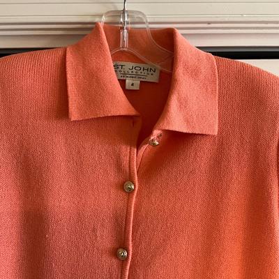 UB2078 Two Piece Coral Color ST. JOHN by Marie Gray Knit Skirt Suit