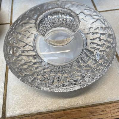 KOSTABODA Sweden heavy glass candle holder.