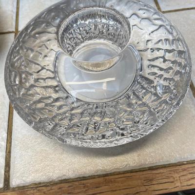 KOSTABODA Sweden heavy glass candle holder.