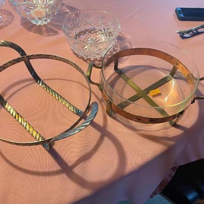 Nilsjohan! Of Sweden copper & glass casserole, Metal 2 handle casserole holder.