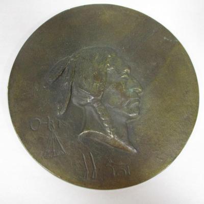 Bronze Indian Head Medallion Plaque By James Earle Fraser