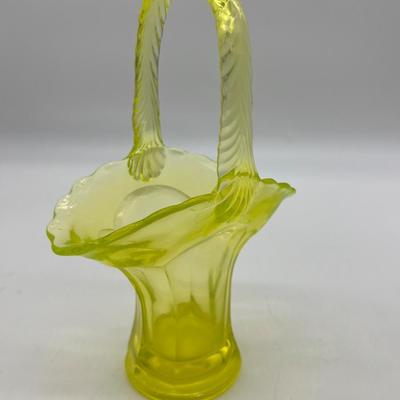 Vintage Depression Uranium Glass Basket