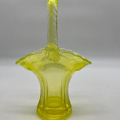 Vintage Depression Uranium Glass Basket
