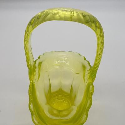 Vintage Depression Uranium Glass Basket