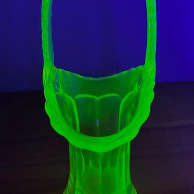 Vintage Depression Uranium Glass Basket