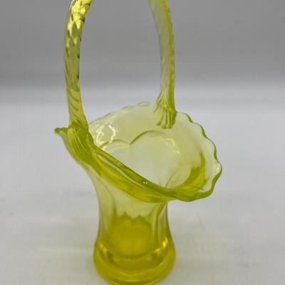 Vintage Depression Uranium Glass Basket