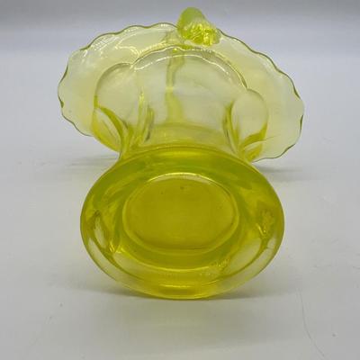 Vintage Depression Uranium Glass Basket
