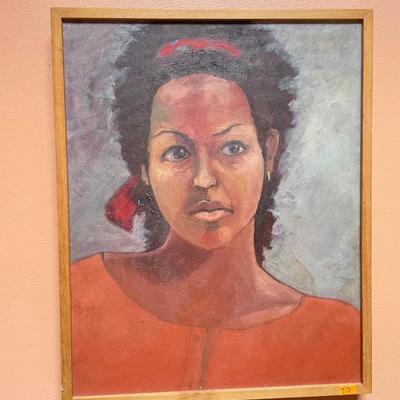 Karen Morrow painting of Lady in Red - 21â€x16.5â€
