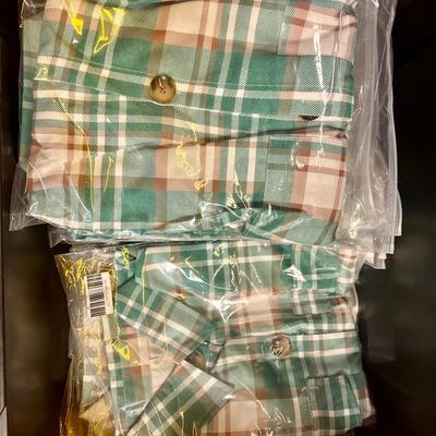 22 Green & Brown Plaid Light Jackets New in Package Sizes S - XXL