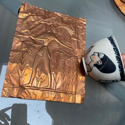 Handmade COPPER PLAQUE & Ceramic Vase