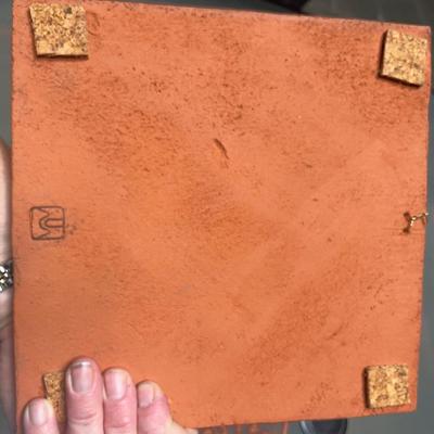 2 Carved TERRA COTTA PLAQUES 1 Round, 1 Square