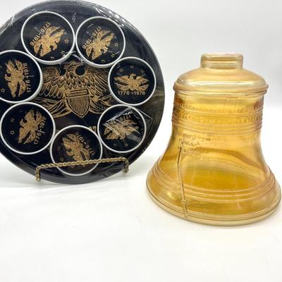 1776 Bicentennial Lot Bell & Tray and Coasters Set