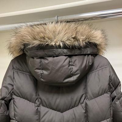 FC2142 Black Ladies Lands End Quilted Faux Fur Hooded Jacket