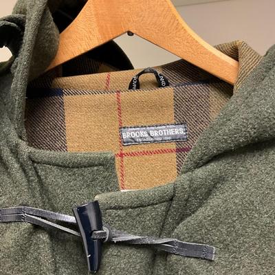 FC2143 Brooks Brothers Made In England Duffle Toggle Horn Plaid Coat