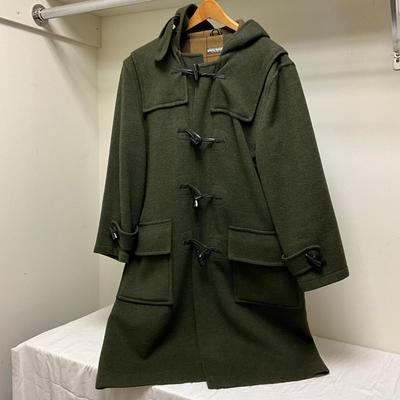 FC2143 Brooks Brothers Made In England Duffle Toggle Horn Plaid Coat