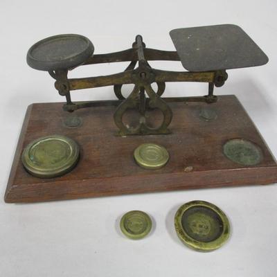 Antique Letter Postal Scale with Brass Weights