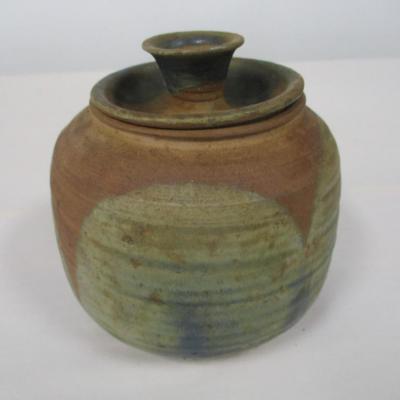 Hand Thrown Studio Art Pottery Covered Jar Signed
