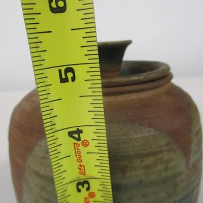 Hand Thrown Studio Art Pottery Covered Jar Signed