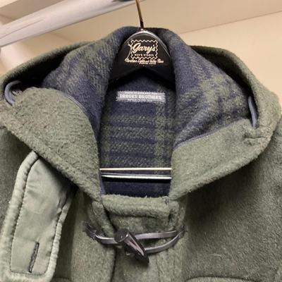 FC2146 Vintage Wool Brooks Brothers Toggle Horn Plaid Coat with Loden Cap