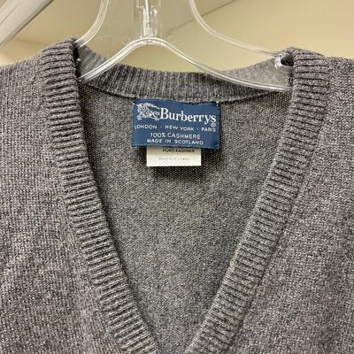 FC2148 Mens Gray BURBERRY Cashmere V Neck Sweater