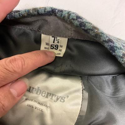 FC2153 Vintage Green and Blue Tweed BURBERRY Cap Made In Ireland