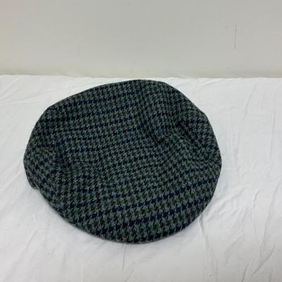 FC2153 Vintage Green and Blue Tweed BURBERRY Cap Made In Ireland