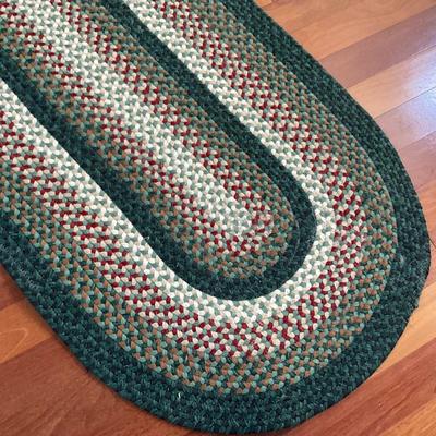 F2164 Two Green Braided Area Rug and Runner