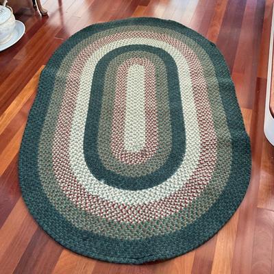 F2164 Two Green Braided Area Rug and Runner