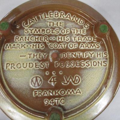 Vintage Frankoma Pottery Trivet Cattle Brands