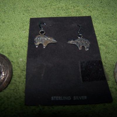 LOT 3  MOSTLY NATIVE AMERICAN JEWELRY W/STERLING EARRINGS