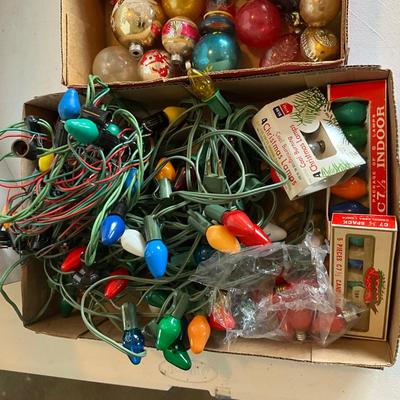 G2192 Vintage Christmas Ornaments with Lights and Tree Stand
