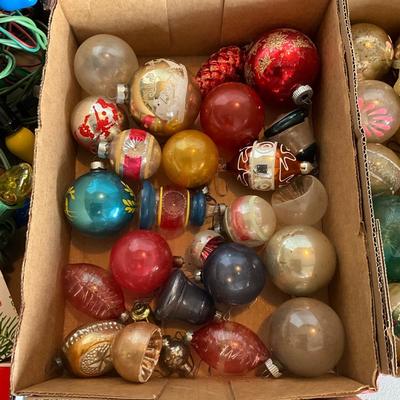 G2192 Vintage Christmas Ornaments with Lights and Tree Stand