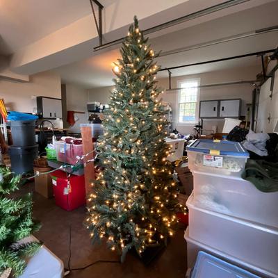G2196 Pre Lit 7'6" Christmas Tree with Four Storage Tubs