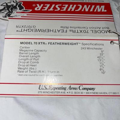 S2165 Winchester Model 70XTR .243 caliber- Featherweight Bolt Action Rifle w/Scope