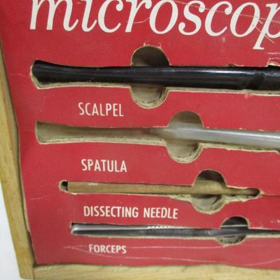 Skilcraft Microscope Lab Microscope and Accessories in Original Wood Case