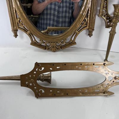 Mid century Syroco set, Mirror and 2 candle sconces