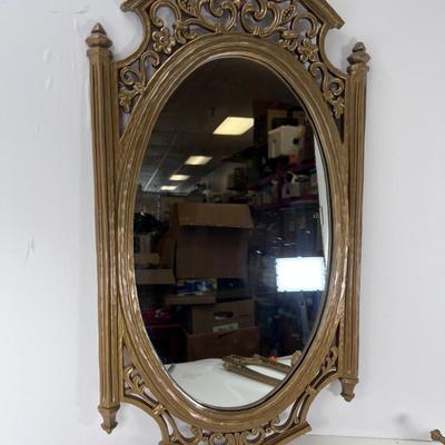 Mid century Syroco set, Mirror and 2 candle sconces