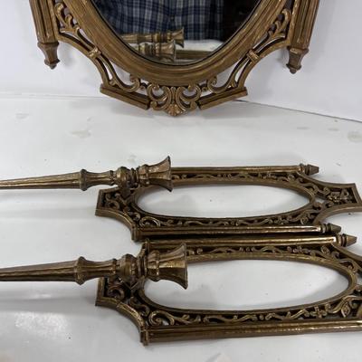 Mid century Syroco set, Mirror and 2 candle sconces