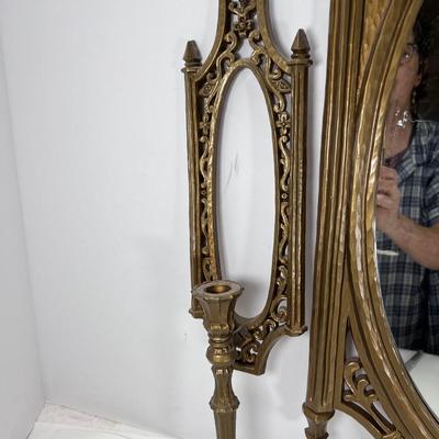 Mid century Syroco set, Mirror and 2 candle sconces
