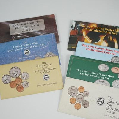 UNITED STATES MINT UNCIRCULATED COIN SETS  1990-1996