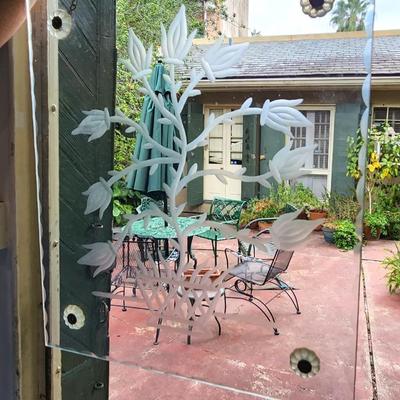Lot #41 Vintage Etched Glass Sun Catcher - beveled edge