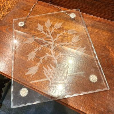 Lot #41 Vintage Etched Glass Sun Catcher - beveled edge