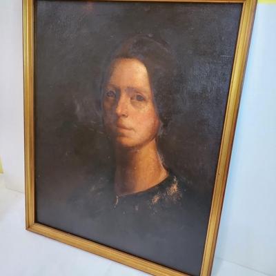 Lot #42  Unidentified Portrait of a Woman in Mourning Attire - Oil on Board