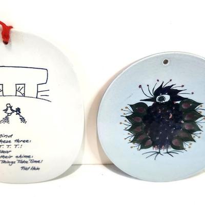 Lot #43  Piet Hein "Things Take Time" & "Crazy Bird" Plaque - Royal Copenhagen
