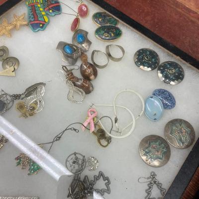 Jewelry and Bead Display Some Turquoise and Silver