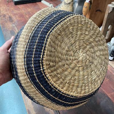 Large Handmade Basket with Leather Handle