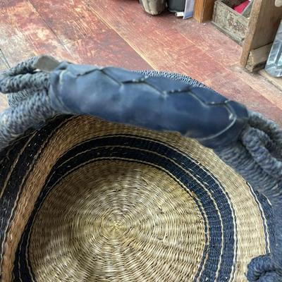 Large Handmade Basket with Leather Handle