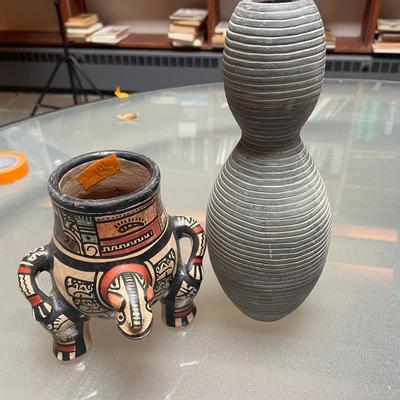 Aztec Effigy Vase & Bowling Pin Vase