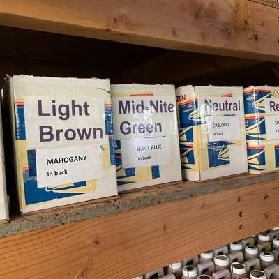 Shelf 2 Inventory Open Boxes Angelus Shoe Polish 113 Cans