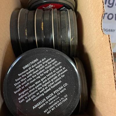 Shelf 2 Inventory Open Boxes Angelus Shoe Polish 113 Cans